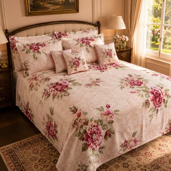 Beige_Glace_Cotton_Floral_Bedsheet_With_Pillow_Cover_For_Bedroom