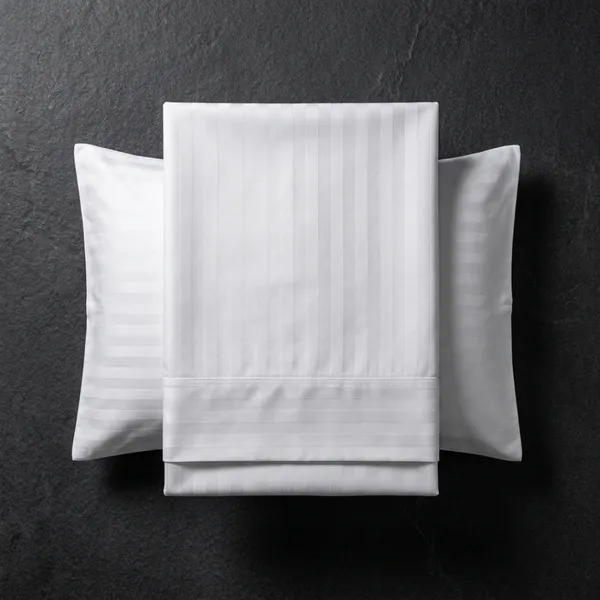 White_Cotton_Stripe_Bedsheet_With_Pillow_Cover_For_Bedroom