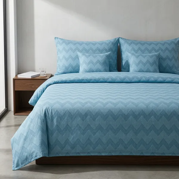 Blue_Premium_Cotton_Chevron_Bedsheet_With_Pillow_Cover_For_Bedroom