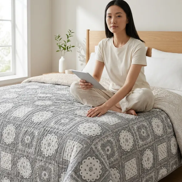 Grey_Microfiber_Medallion_Print_With_Geometric_Patterns_Quilt_For_Bedroom