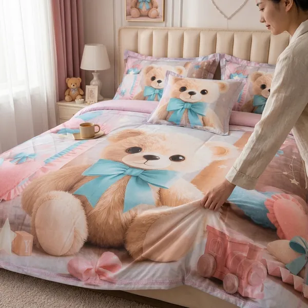 Pink_Glace_Cotton_Teddy_Bear_Print_Bedsheet_With_Pillow_Cover_For_Bedroom