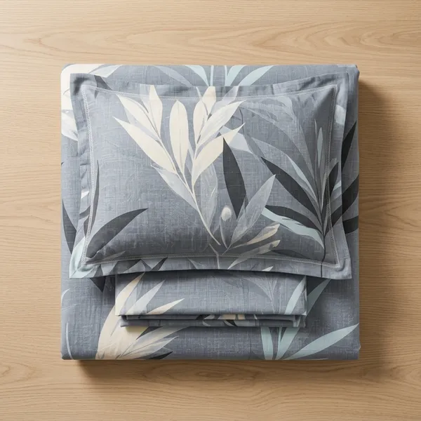 Grey_Glace_Cotton_Botanical_Leaf_Print_Bedsheet_With_Pillow_Cover_For_Bedroom