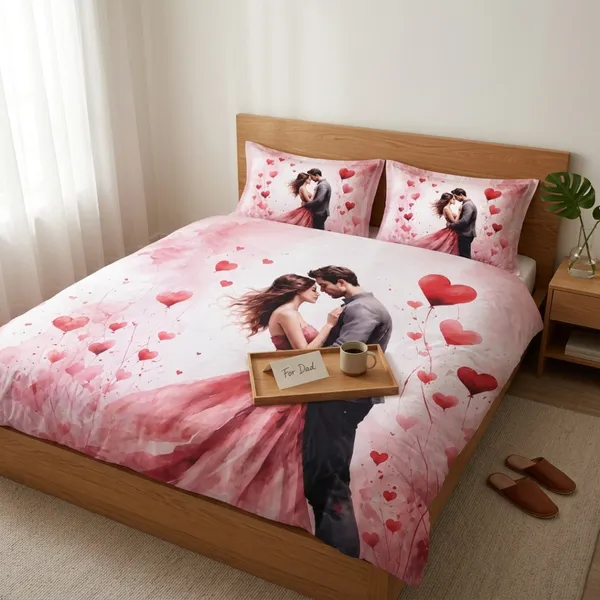 Pink_Glace_Cotton_Romantic_Couple_With_Heart-Shaped_Balloons_Print_Bedsheet_With_Pillow_Cover_For_Bedroom