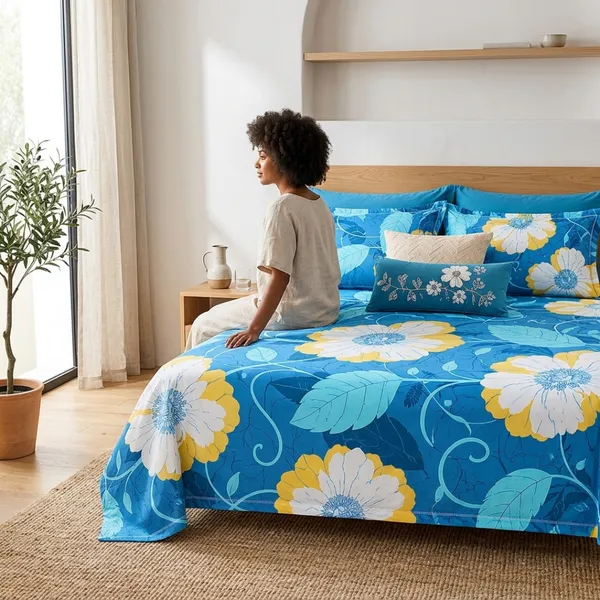 Blue_Glace_Cotton_Floral_Print_Bedsheet_With_Pillow_Cover_For_Bedroom