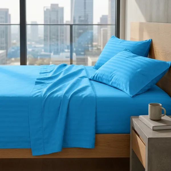 Sky_Blue_Cotton_Stripe_Bedsheet_With_Pillow_Cover_For_Bedroom