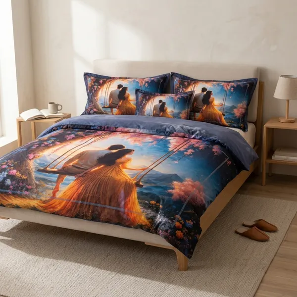 Multicolor_Glace_Cotton_Bedsheet_With_Pillow_Cover_For_Bedroom