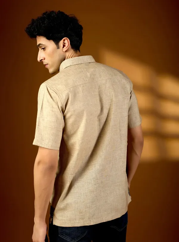 Mens_Earth_Tone_Botanical_Print_Textured_Cotton_Shirt_Artisan_Short_Sleeve_Product_Earth_Tone