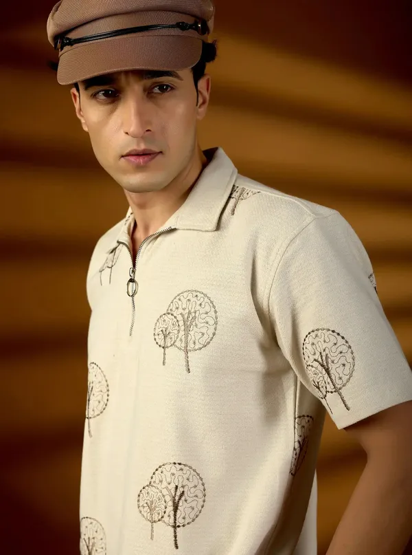 Earthy_Tree_Embroidered_Natural_Cotton_Short_Kurta_Beige