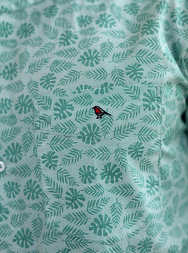 Mens_Premium_100_Cotton_Mint_Botanical_Print_Mandarin_Collar_Shirt_Mint_Pinstripe