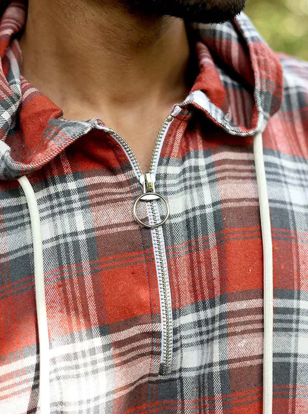 Mens_Premium_100_Brushing_Cotton_Plaid_Hoodie_Rust_Grey_Checkered_Pullover_Rust