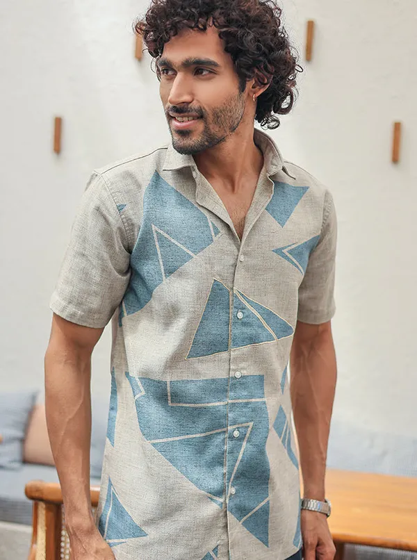 Premium_Cotton_Slub_Geometric_Print_Shirt_Earthy_Beige_Arctic_Blue_Earth_Tone