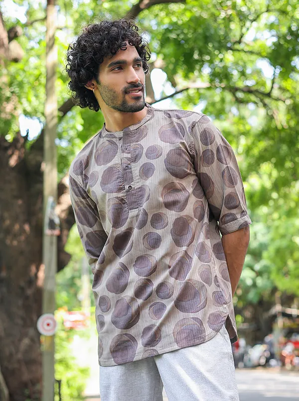Earthy_Pebble_Print_Short_Kurta_Premium_Cotton_Viscose_Blend_Pearl