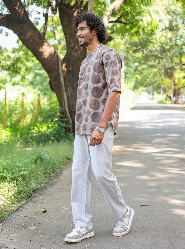 Earthy_Pebble_Print_Short_Kurta_Premium_Cotton_Viscose_Blend_Pearl