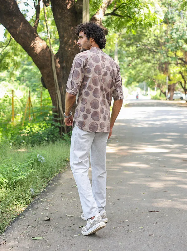 Earthy_Pebble_Print_Short_Kurta_Premium_Cotton_Viscose_Blend_Pearl