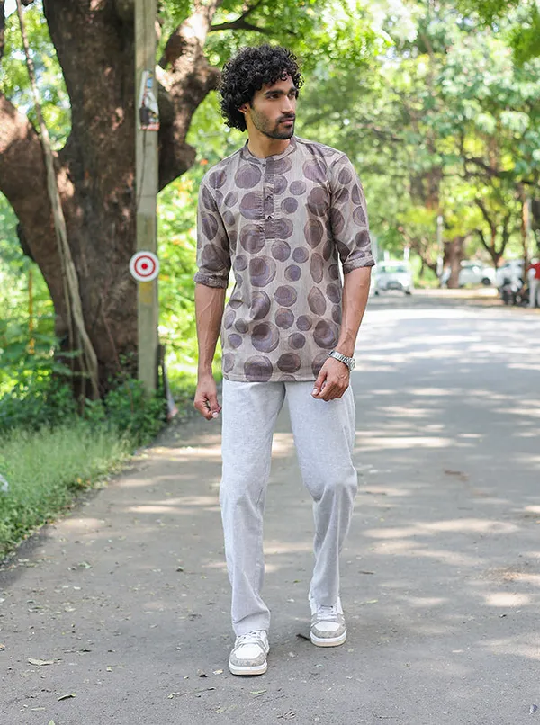 Earthy_Pebble_Print_Short_Kurta_Premium_Cotton_Viscose_Blend_Pearl