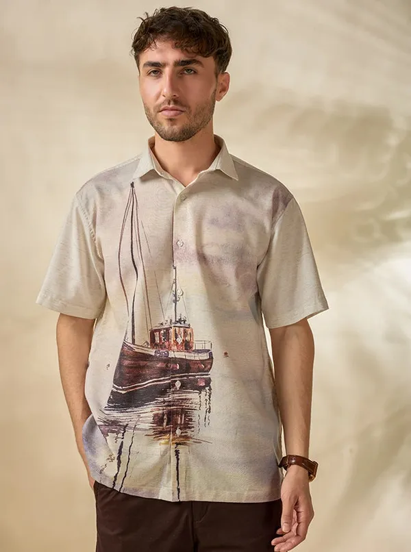 Mens_Lyocell_Linen_Nautical_Print_Half_Sleeve_Shirt_Natural_Beige