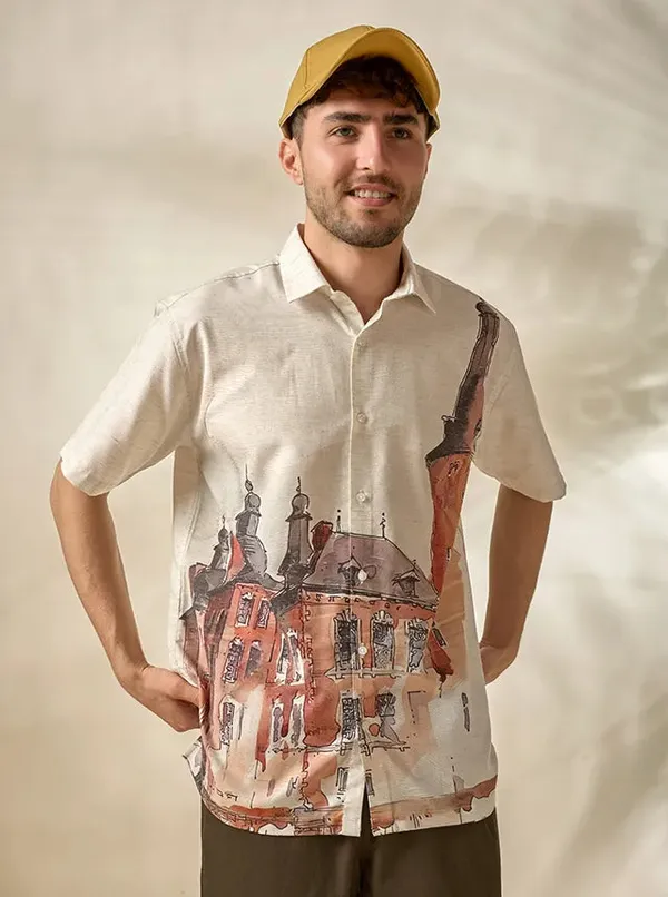 Mens_Lyocell_Linen_Architectural_Print_Half_Sleeve_Shirt_Natural_Beige