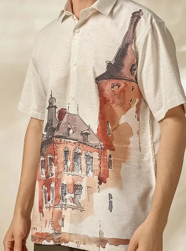 Mens_Lyocell_Linen_Architectural_Print_Half_Sleeve_Shirt_Natural_Beige