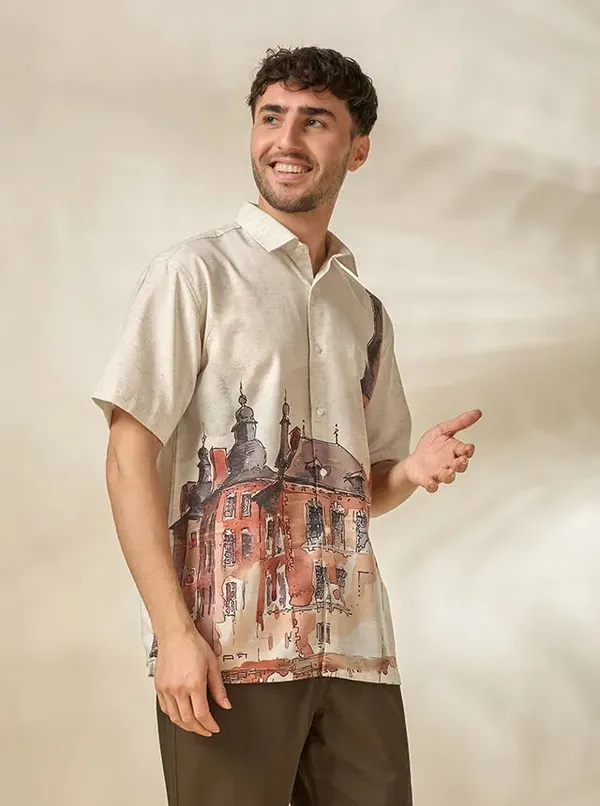 Mens_Lyocell_Linen_Architectural_Print_Half_Sleeve_Shirt_Natural_Beige