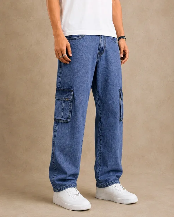 Premium_100_Cotton_Non_Stretch_Denim_Cargo_Pants_Vintage_Wash_Blue_Denim_Blue
