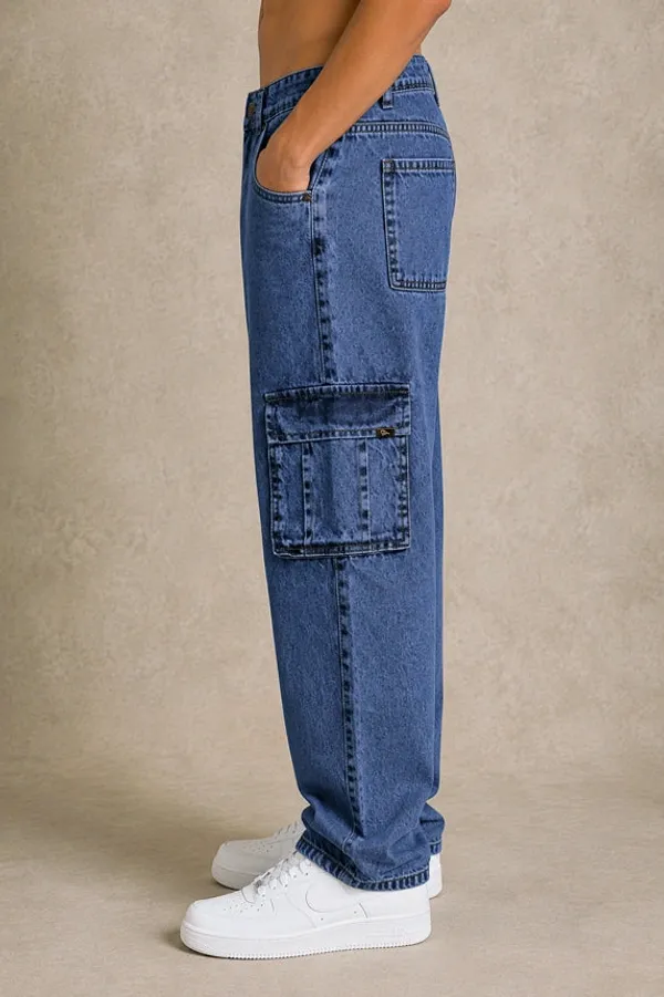 Premium_100_Cotton_Non_Stretch_Denim_Cargo_Pants_Vintage_Wash_Blue_Denim_Blue