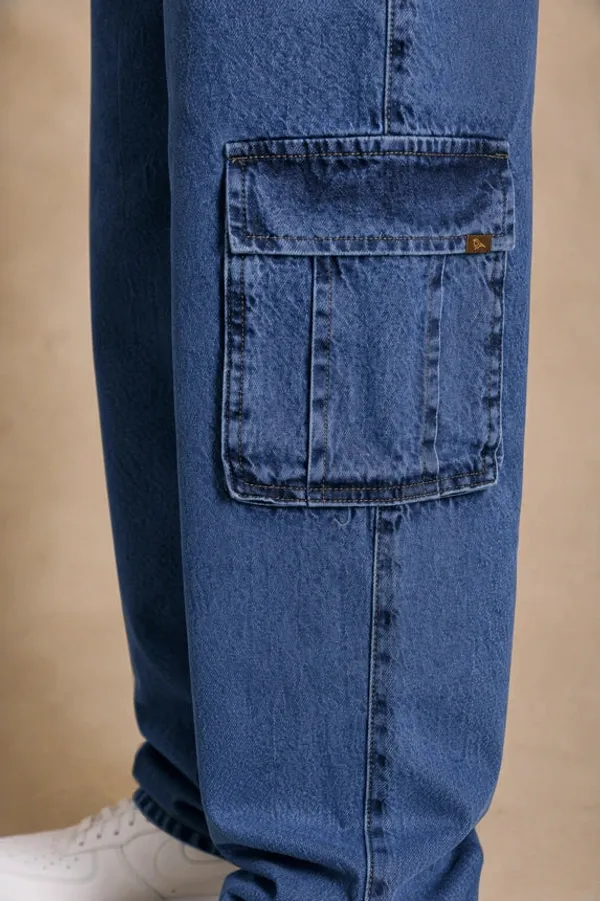 Premium_100_Cotton_Non_Stretch_Denim_Cargo_Pants_Vintage_Wash_Blue_Denim_Blue