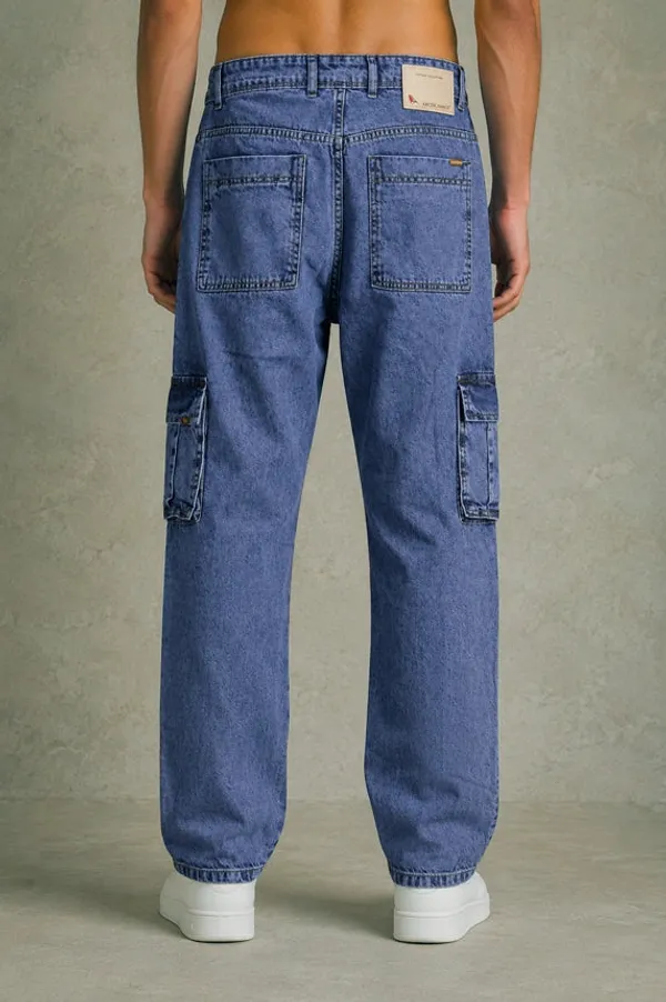 Premium_100_Cotton_Non_Stretch_Denim_Cargo_Pants_Vintage_Wash_Blue_Denim_Blue