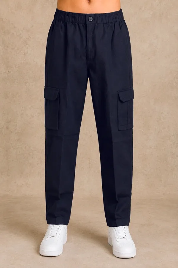 Premium_Cotton_Linen_Slub_Mens_Cargo_Pants_Deep_Navy_Blue_Midnight_Navy