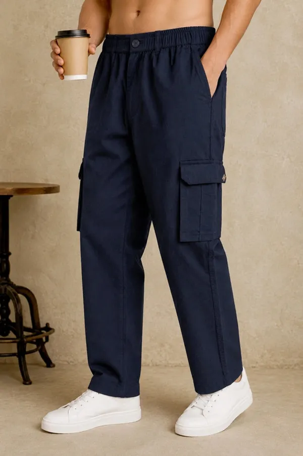 Premium_Cotton_Linen_Slub_Mens_Cargo_Pants_Deep_Navy_Blue_Midnight_Navy