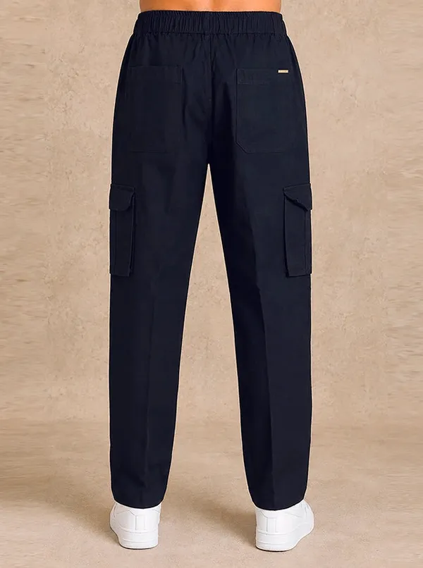 Premium_Cotton_Linen_Slub_Mens_Cargo_Pants_Deep_Navy_Blue_Midnight_Navy