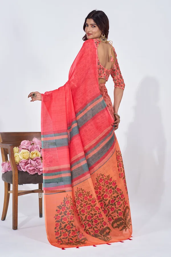 Multicolor_Linen_Saree_For_Women