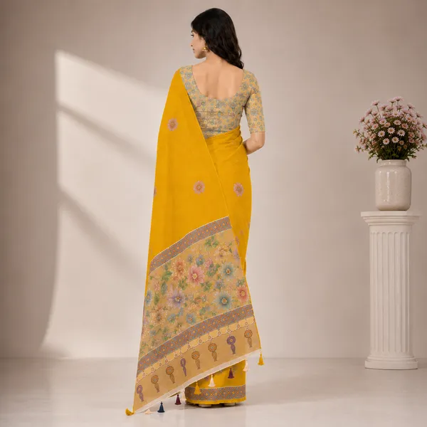 Mustard_Organza_Floral_Embroidered_Saree_With_Blouse_For_Women