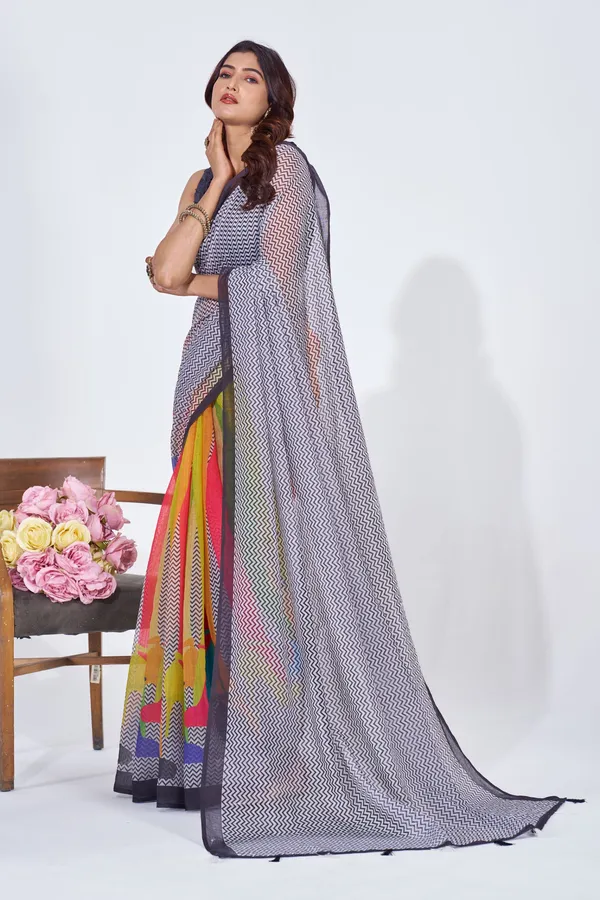 Multicolor_Linen_Floral_Embroidered_Saree_With_Blouse_For_Women