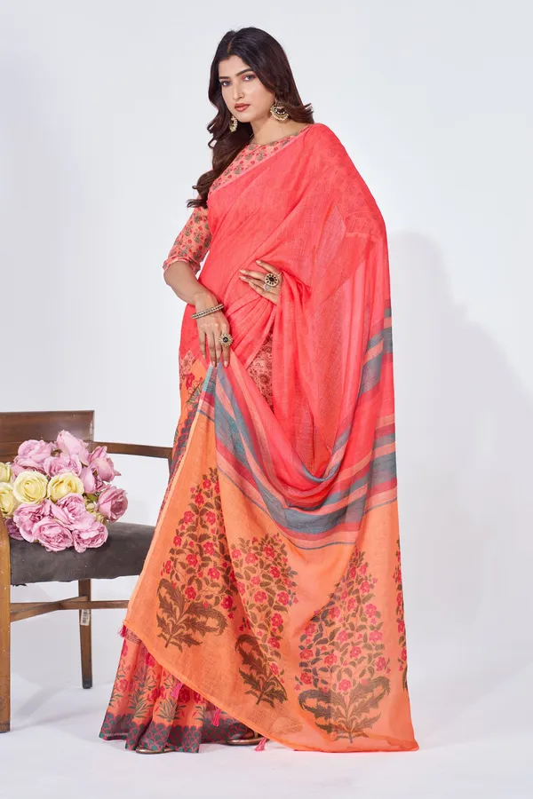 Multicolor_Linen_Saree_For_Women