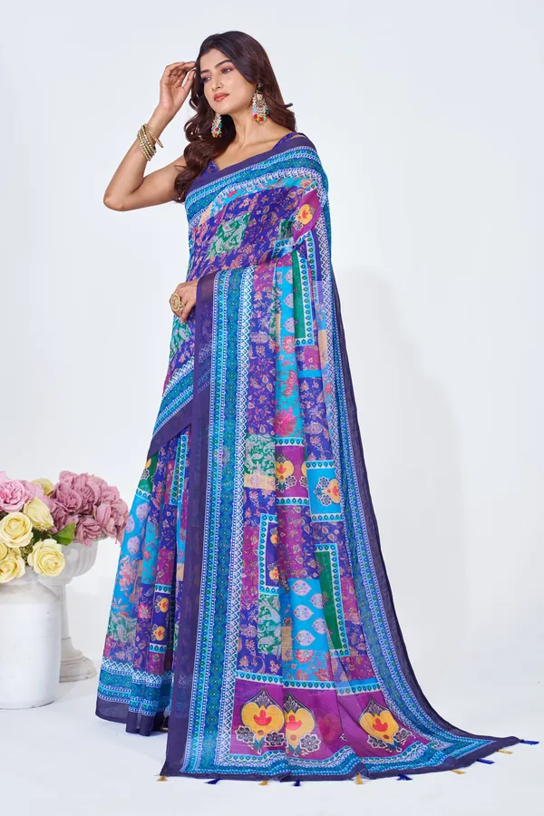 Blue_Cotton_Woven_Polka_Dot_Saree_For_Women