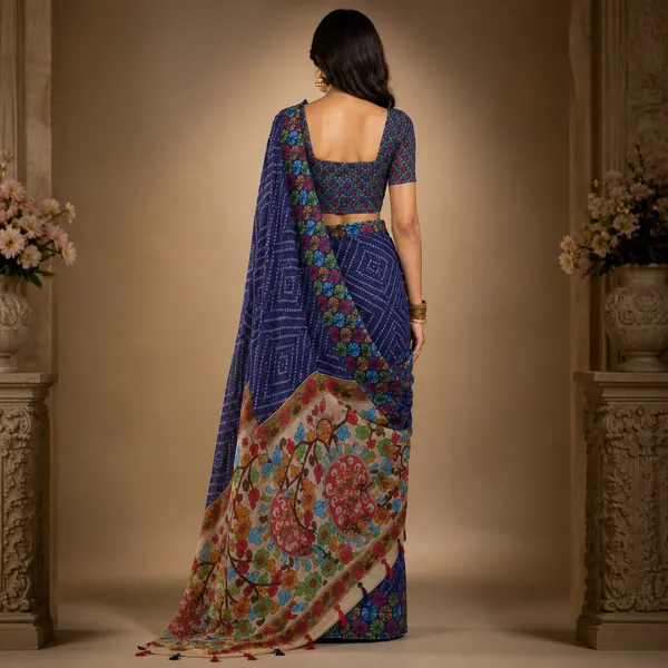 Blue_Cotton_Floral_Print_Saree_With_Blouse_For_Women