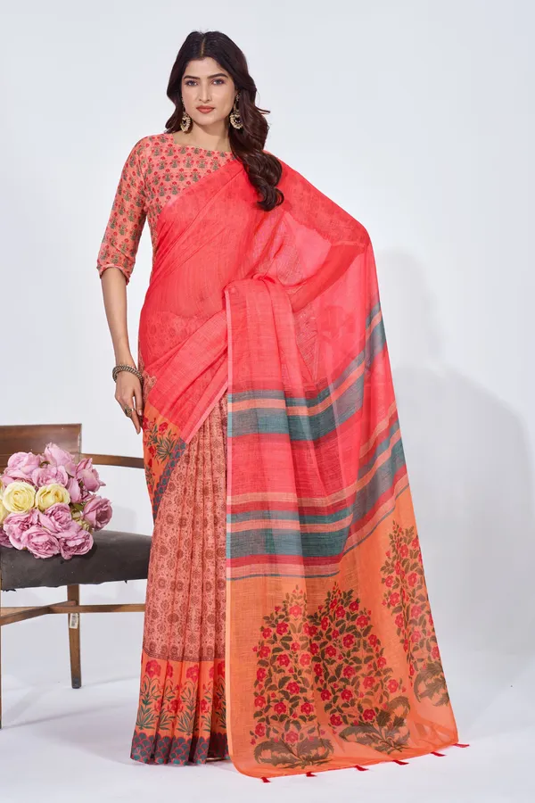 Multicolor_Linen_Saree_For_Women