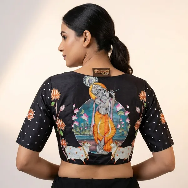 Black_Mulberry_Silk_Aviary_Floral_Embroidered_Blouse_For_Women