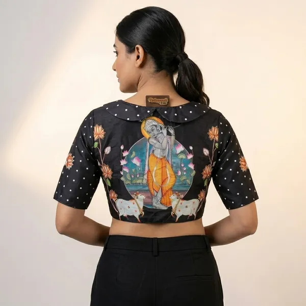 Black_Mulberry_Silk_Aviary_Floral_Embroidered_Blouse_For_Women