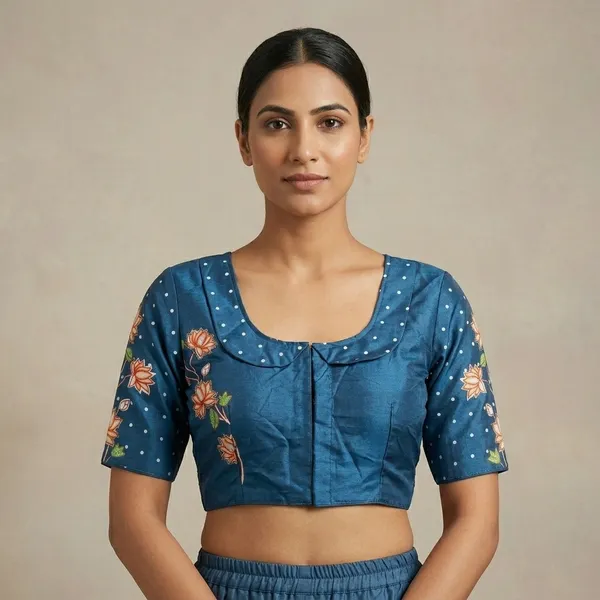 Sky_Blue_Mulberry_Silk_Aviary_Floral_Embroidered_Blouse_For_Women