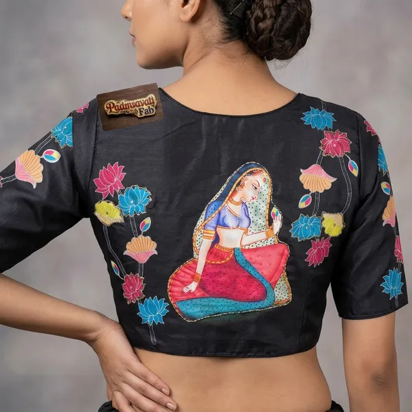 Black_Silk_Hand-Painted_Heritage_Blouse_For_Women