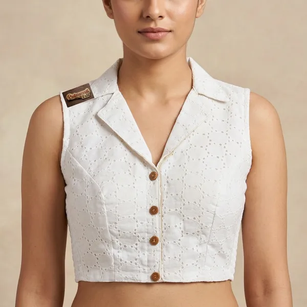 White_Cotton_Hakoba_Smocked_Sleeveless_Blouse_For_Women