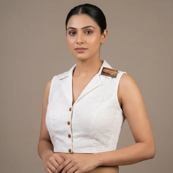 White_Cotton_Hakoba_Smocked_Sleeveless_Blouse_For_Women