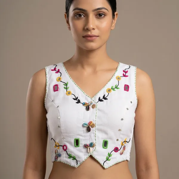 White_Cotton_Sleeveless_Mirror_Work_Vest_Blouse_For_Women