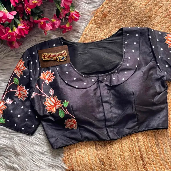 Black_Mulberry_Silk_Aviary_Floral_Embroidered_Blouse_For_Women