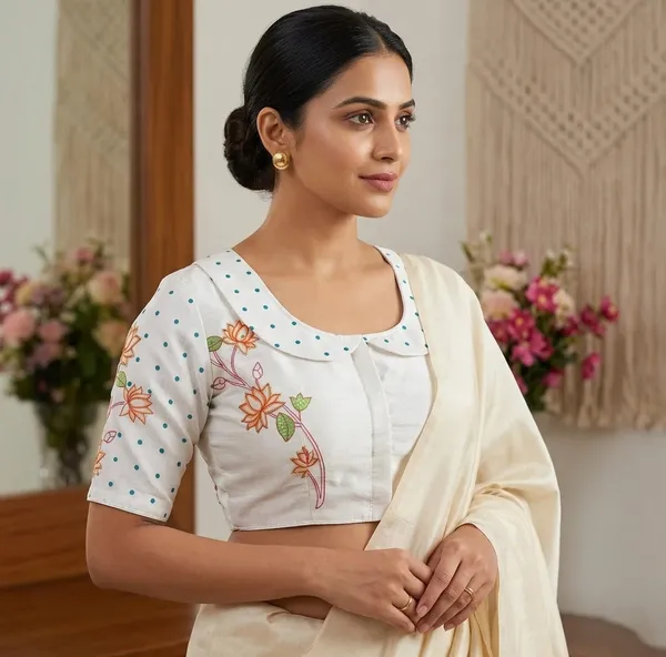 White_Mulberry_Silk_Aviary_Floral_Embroidered_Blouse_For_Women