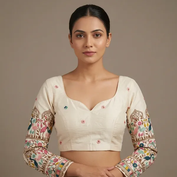 White_Silk_Cotton_Jharokha_Embroidered_Blouse_For_Women