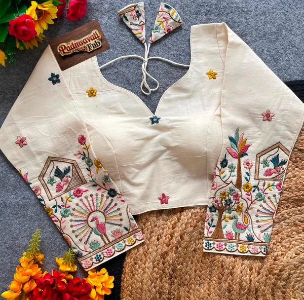 White_Silk_Cotton_Jharokha_Embroidered_Blouse_For_Women