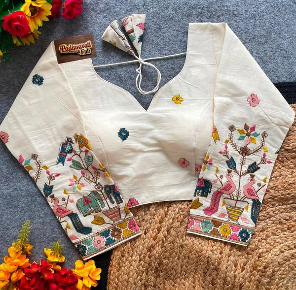 White_Silk-Cotton_Jharokha_Embroidered_Blouse_For_Women