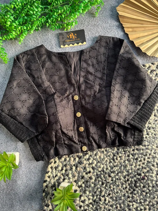 Presenting_Classic_Black_Schiffli_Embroidered_Padded_Saree_Blouse